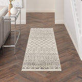 6' Gray Geometric Power Loom Runner Rug