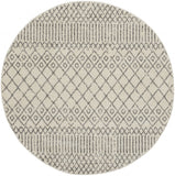 5' Gray Round Geometric Power Loom Area Rug