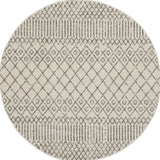 5' Gray Round Geometric Power Loom Area Rug