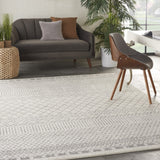 5' Gray Round Geometric Power Loom Area Rug