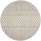 8' Gray Round Geometric Power Loom Area Rug