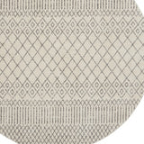 8' Gray Round Geometric Power Loom Area Rug