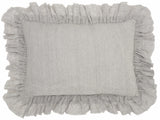 16" X 24" Gray Pillow With Ruffled Edges