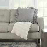 16" X 24" Gray Pillow With Ruffled Edges