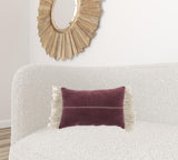 Wide Tasseled Marble Maroon Lumbar Pillow