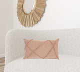 Tea Pink Abstract Shaggy Detail Lumbar Pillow