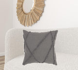 Gray Abstract Shaggy Detail Throw Pillow