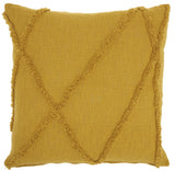 Dark Mustard Abstract Shaggy Detail Throw Pillow