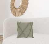 Boho Chic Sage Textured Lines Throw Pillow