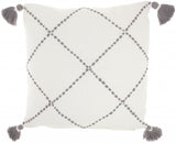 Boho Grey Cotton Accent Throw Pillow