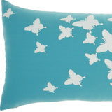 5" X 12" Blue Butterfly Indoor Outdoor Throw Pillow Cover &amp; Insert