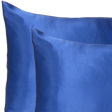 Set of Two Bright Blue Dreamy Silky Satin King Pillowcases