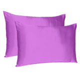 Purple Merlot Dreamy Set Of 2 Silky Satin Queen Pillowcases