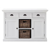 White Modern Farmhouse Large Accent Cabinet With Baskets