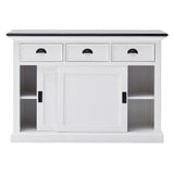 Modern Farmhouse Black And White Buffet Server With Sliding Doors