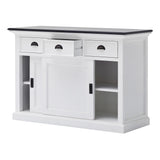 Modern Farmhouse Black And White Buffet Server With Sliding Doors