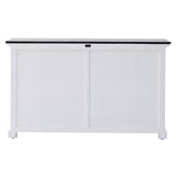 Modern Farmhouse Black And White Buffet Server With Sliding Doors