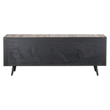 79" Modern Rustic Black Natural And Rattan Buffet Server