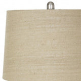 28" Silver Metal Standard Table Lamp With Beige Shade