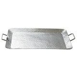 Silver Hammered Rectangle Serving Tray With Handles