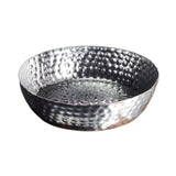 Round Silver Hand Hammered Serving Bowl