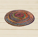 3' Round Multicolor Bohemian Braided Rug