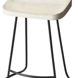 " Off White And Black Iron Backless Counter Height Bar Chair