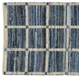 3' X 8' Blue And Gray Grid Runner Rug