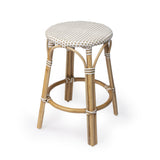 24" Beige Rattan Backless Bar Chair