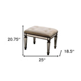 25" Chocolate And Ivory Upholstered 100% Cotton Bedroom Bench