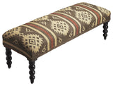 48" Brown Upholstered Wool Southwest Distressed Bench