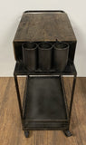 18" Brown Linen Ottoman