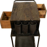 Rolling Rustic Black And Natural Bar Cart