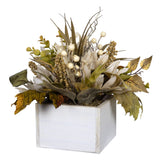 Rustic White Planter With Floral Arrangement