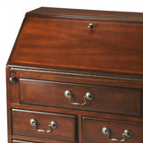 26" Brown Rubberwood Wood Secretary Desk With Five Drawers