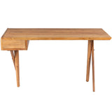 54" Brown Acacia Wood Writing Desk