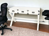 46" White Rubberwood Wood Writing Desk With Three Drawers