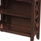 62" Wood Brown Iron Three Tier Standard Bookcase