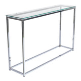 Geo XL Rectangle Clear Glass and Chrome Console Table