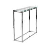 Geo Rectangle Clear Glass and Chrome Console Table