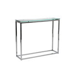 Geo Rectangle Clear Glass and Chrome Console Table