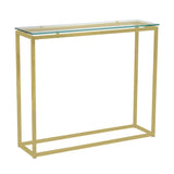 Geo Rectangle Clear Glass and Gold Console Table