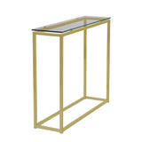 Geo Rectangle Clear Glass and Gold Console Table