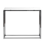 Geo Rectangle White Glass and Chrome Console Table