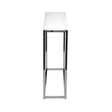 Geo Rectangle White Glass and Chrome Console Table