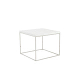 Modern White Gloss and Chrome Cube Side Table