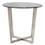 Mod Geo Chrome and Black Round Faux Marble Side Table