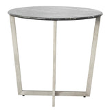 Mod Geo Chrome and Black Round Faux Marble Side Table