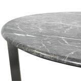 Mod Geo Chrome and Black Round Faux Marble Side Table