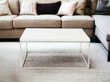 White and Chrome High Gloss Square Coffee Table